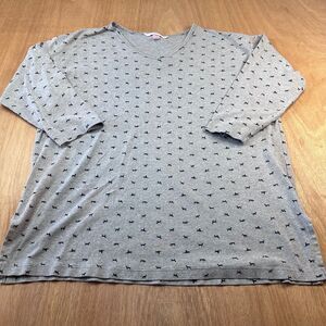 Victoria’s Secret Women’s Pajama Top Medium Gray Dog Print 3/4 Sleeve Cotton